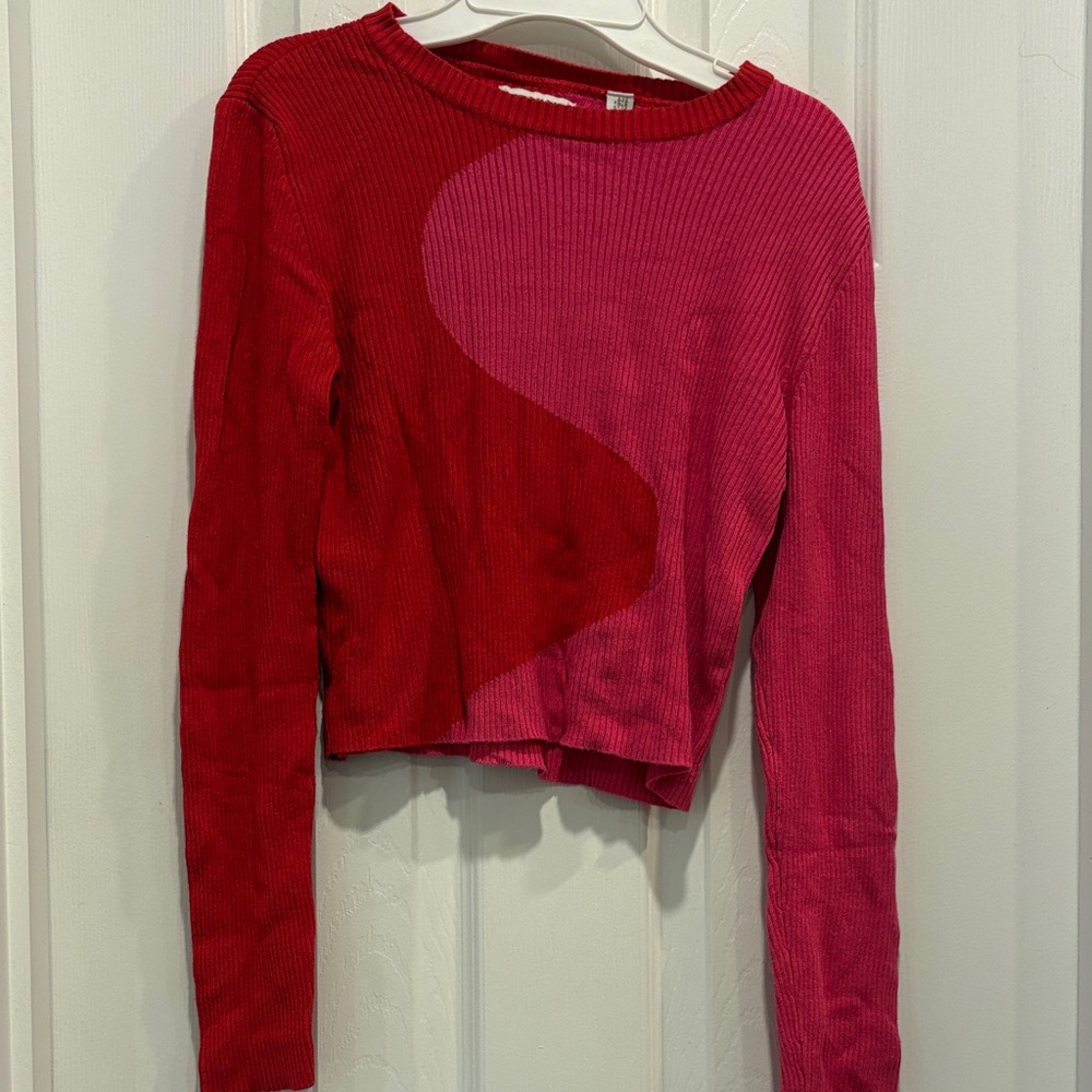 Only Red and Pink Long Sleeve Top
